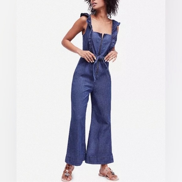NWT Free People Sun Valley Cotton Denim one piece - Picture 4 of 4